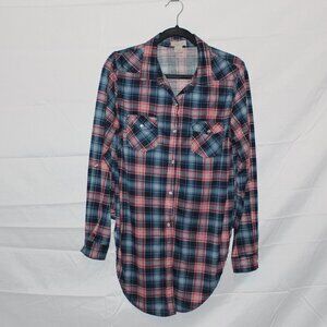 Passport Flannel Shirt - Western style w/ tie front - Plaid - XL